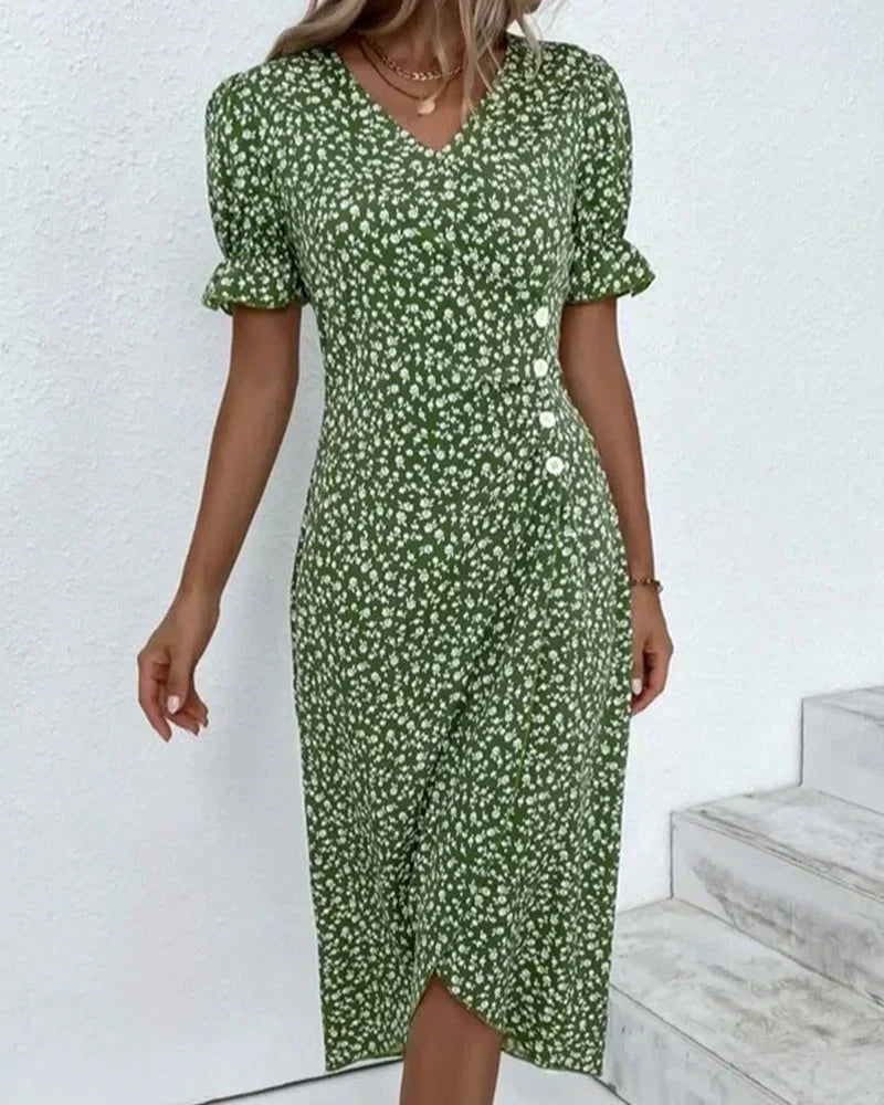 Tine | Kurzärmeliges Kleid mit Blumendruck
