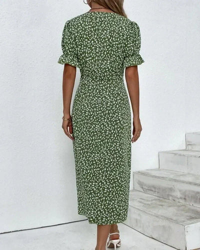 Tine | Kurzärmeliges Kleid mit Blumendruck