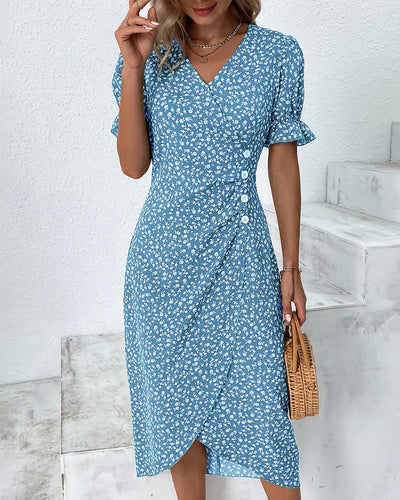 Tine | Kurzärmeliges Kleid mit Blumendruck