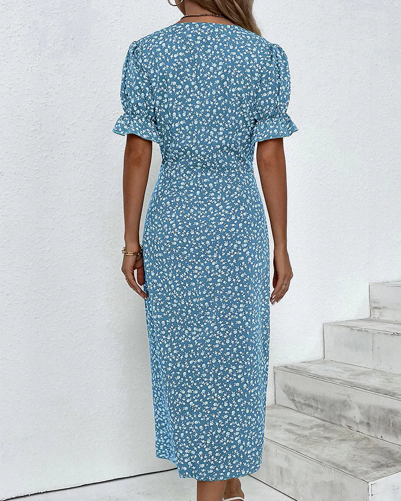 Tine | Kurzärmeliges Kleid mit Blumendruck