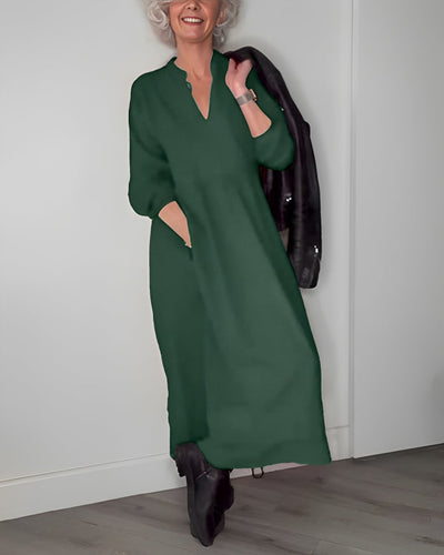Amanda | Das lange, schlank machende Kleid mit V-Ausschnitt