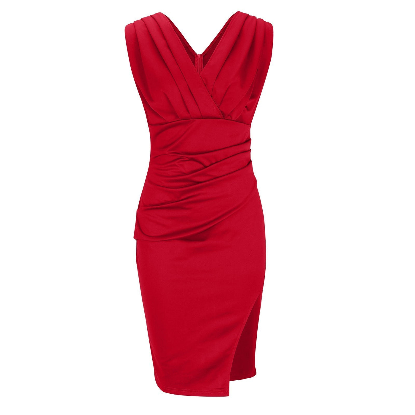 Deliah | Tailliertes Kleid mit V-Ausschnitt und Schlitz