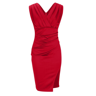 Deliah | Tailliertes Kleid mit V-Ausschnitt und Schlitz
