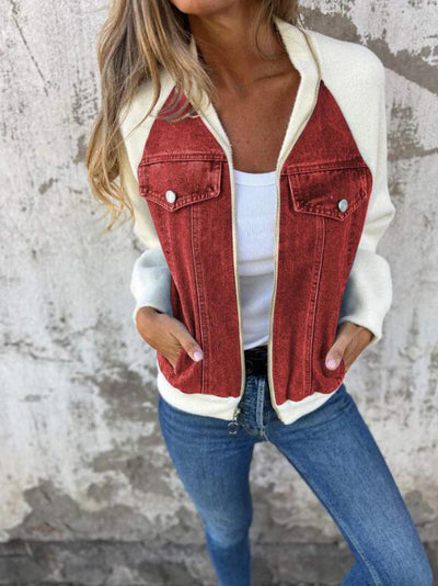 Amalia | Lässige Jacke mit Reißverschluss und V-Ausschnitt
