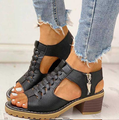 Lianne | Orthopädische Sandalen mit Blockabsatz und seitlichem Reißverschluss