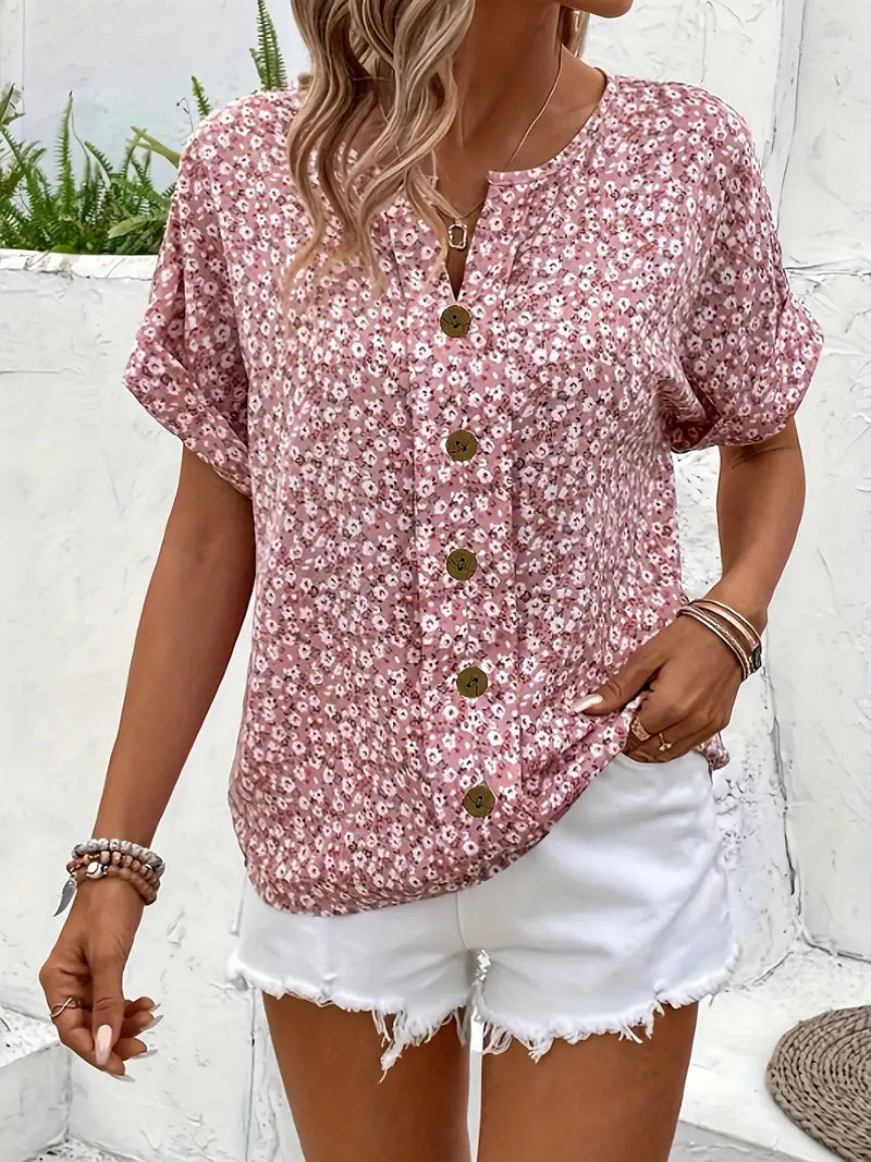 Charis™ - Geblümte Bluse mit Knopfleiste