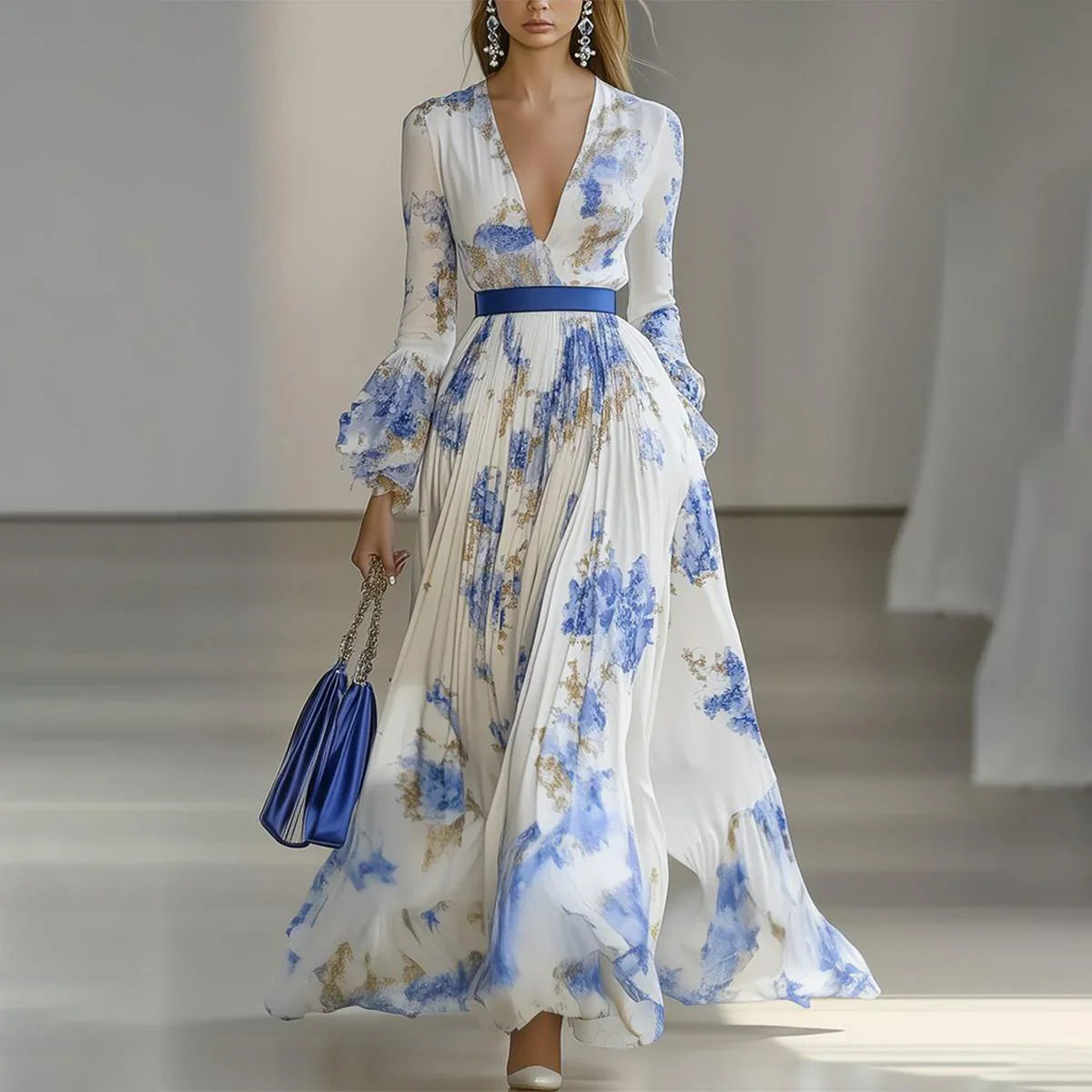 Harper™ | Dazzling Weiß Floral Print Maxi Dress