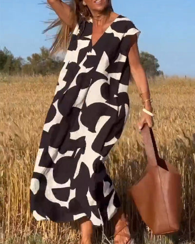 Stephanie - Bedrucktes Kleid mit V-Ausschnitt