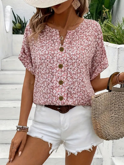 Charis™ - Geblümte Bluse mit Knopfleiste