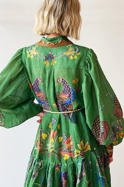 Lily™ - Heaven Bird Print Kleid mit Ballonärmeln
