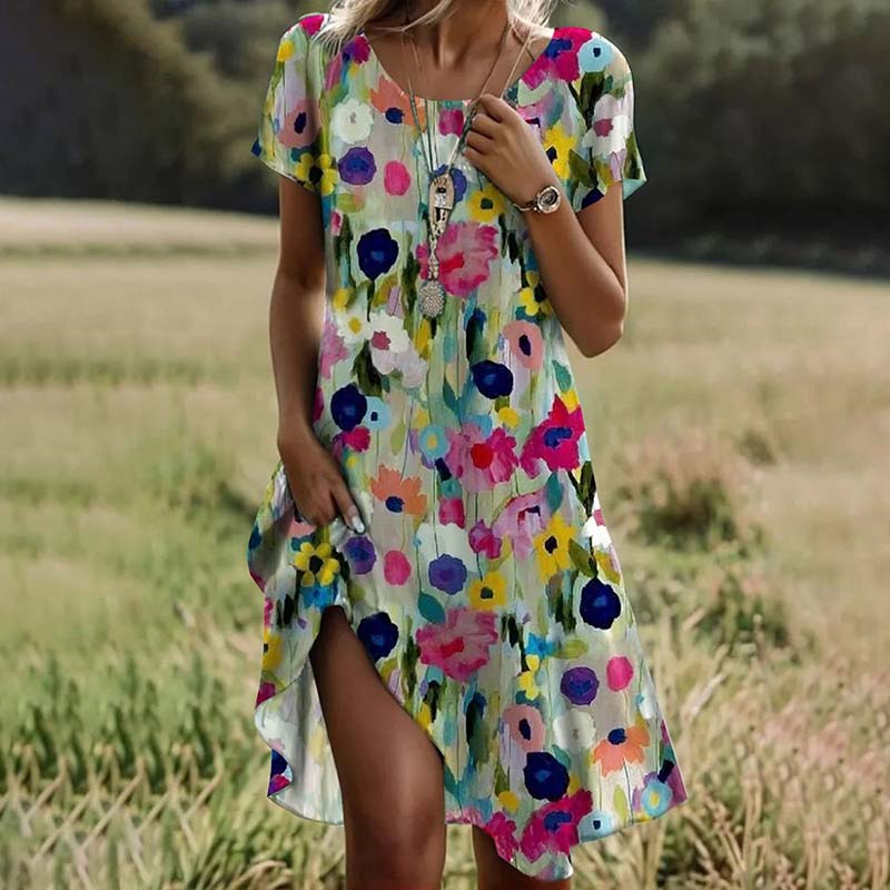 Ariaa™ - Gemaltes Blumenkleid