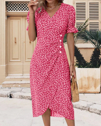 Tine | Kurzärmeliges Kleid mit Blumendruck
