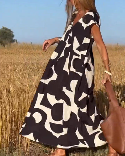 Stephanie - Bedrucktes Kleid mit V-Ausschnitt