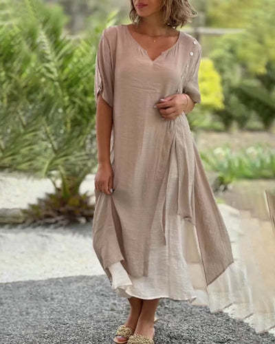 Caroline™ - Asymmetrisches Kleid mit kurzen Ärmeln