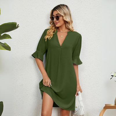 Ester™ - Bequemes Kleid mit spitzem Ausschnitt
