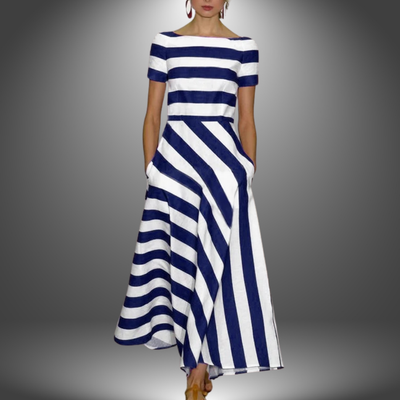 Nicole | Handgefertigtes gestreiftes langes Kleid