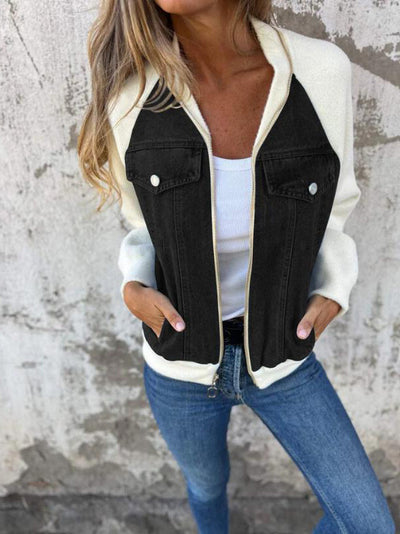 Amalia | Lässige Jacke mit Reißverschluss und V-Ausschnitt