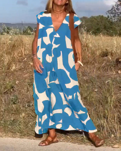 Stephanie - Bedrucktes Kleid mit V-Ausschnitt