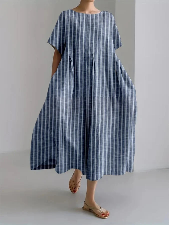 BIANCA | Lässiges langes Kleid mit bequemem Schnitt und Retro-Stil für jeden Tag
