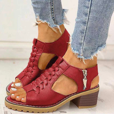 Lianne | Orthopädische Sandalen mit Blockabsatz und seitlichem Reißverschluss