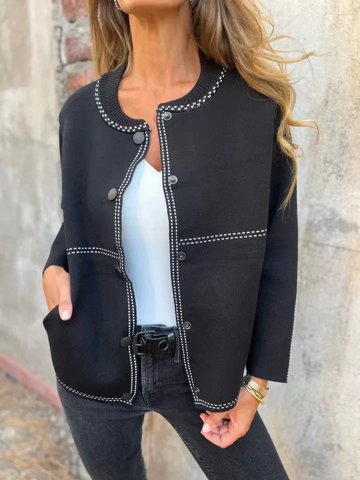Frida | Damen Strickjacke mit Knopfleiste Pullover