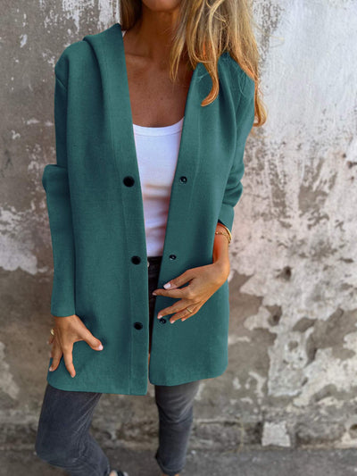 ELISA | Lässige einreihige Jacke mit Kapuze