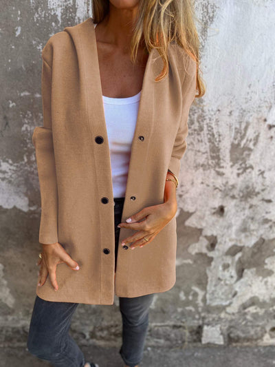 ELISA | Lässige einreihige Jacke mit Kapuze