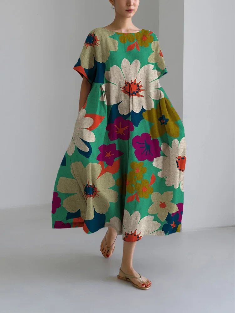 VITTORIA | Florales Midikleid mit gewagtem Stil und leichtem Komfort für lebhafte Tage