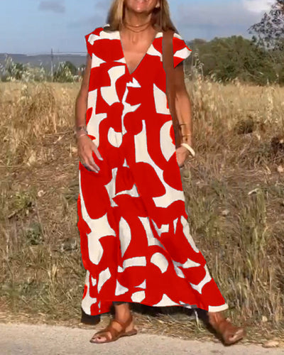 Stephanie - Bedrucktes Kleid mit V-Ausschnitt
