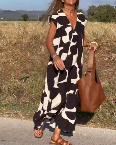Stephanie - Bedrucktes Kleid mit V-Ausschnitt
