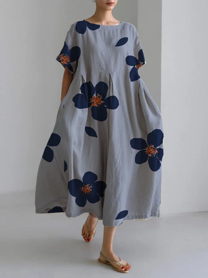 RAFFAELLA | Langes geblümtes Kleid mit entspannter Passform und eleganten Details für schicke Tage