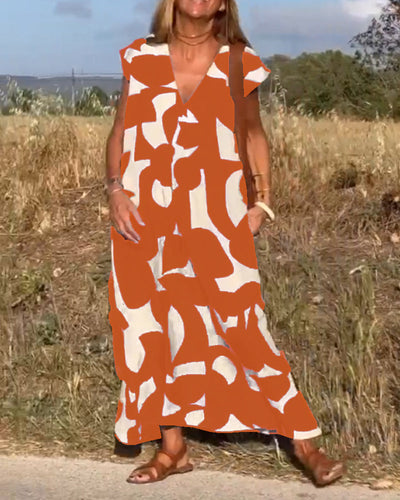 Stephanie - Bedrucktes Kleid mit V-Ausschnitt