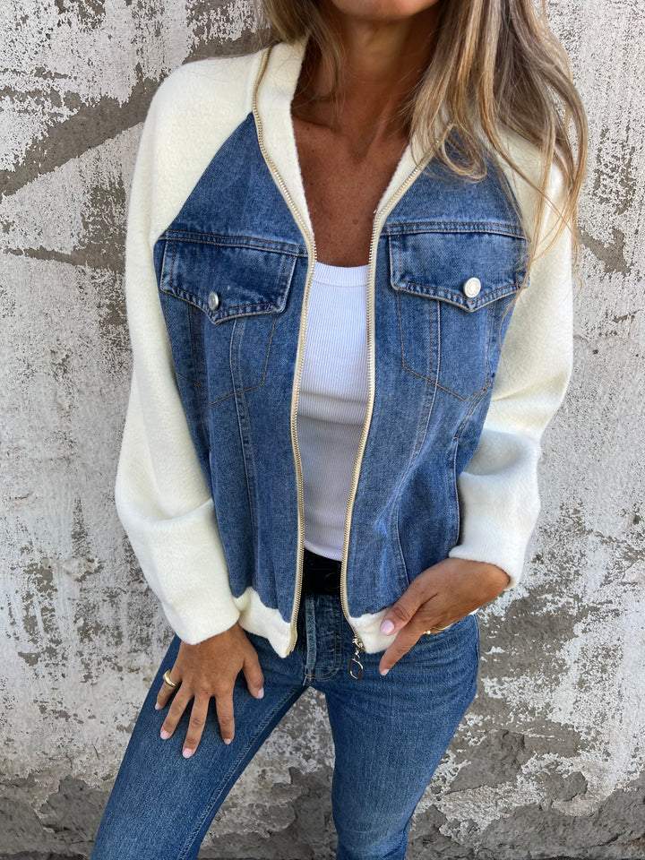 Amalia | Lässige Jacke mit Reißverschluss und V-Ausschnitt