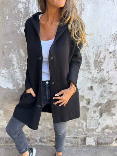 ELISA | Lässige einreihige Jacke mit Kapuze