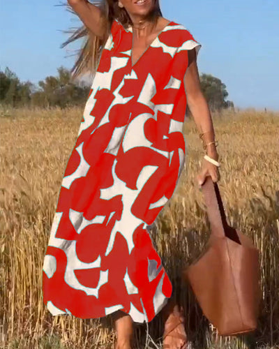 Stephanie - Bedrucktes Kleid mit V-Ausschnitt