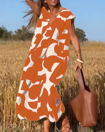 Stephanie - Bedrucktes Kleid mit V-Ausschnitt