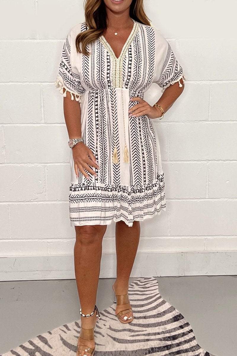 Gail | Vintage Bohème-Kleid mit Ethno-Print