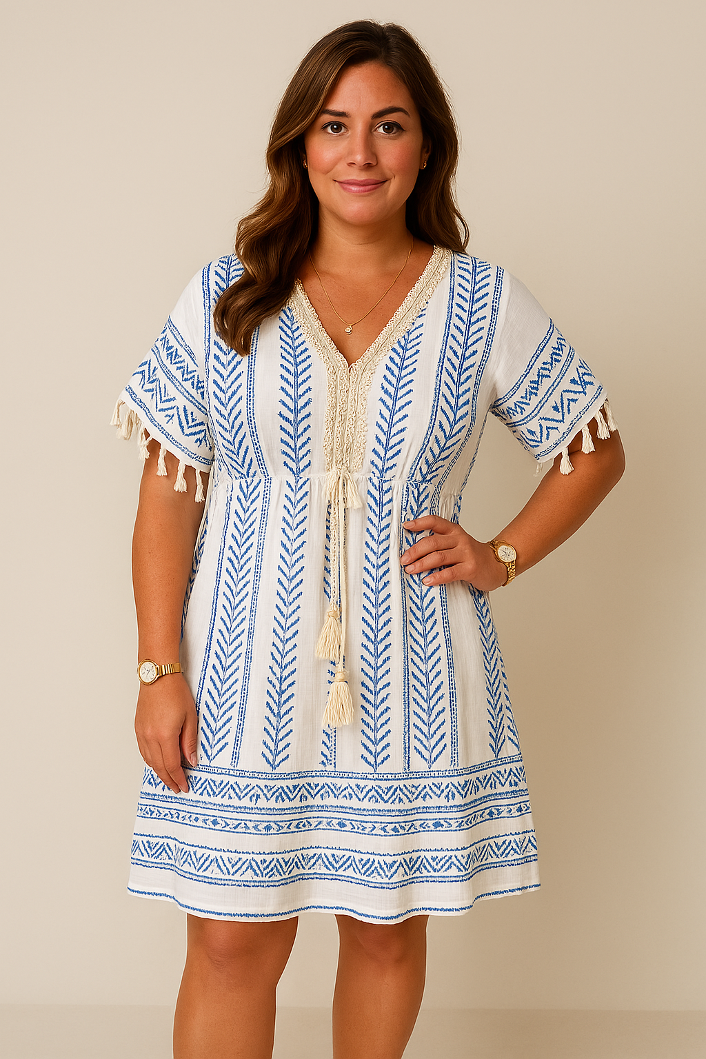 Gail | Vintage Bohème-Kleid mit Ethno-Print