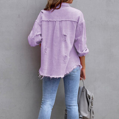 Rihanna™ - Denim-Jacke mit beriebenen Besätzen