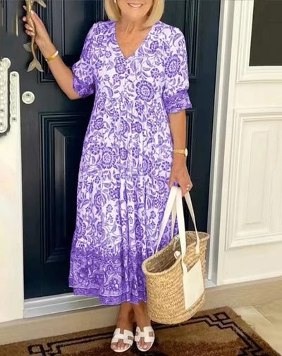 ARIA™ - Elegantes geblümtes Kleid mit V-Ausschnitt