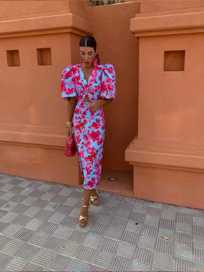 Loren - Lebendiges Kleid mit Puffärmeln