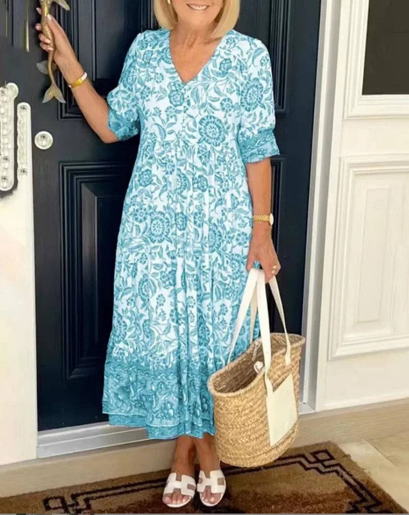 ARIA™ - Elegantes geblümtes Kleid mit V-Ausschnitt