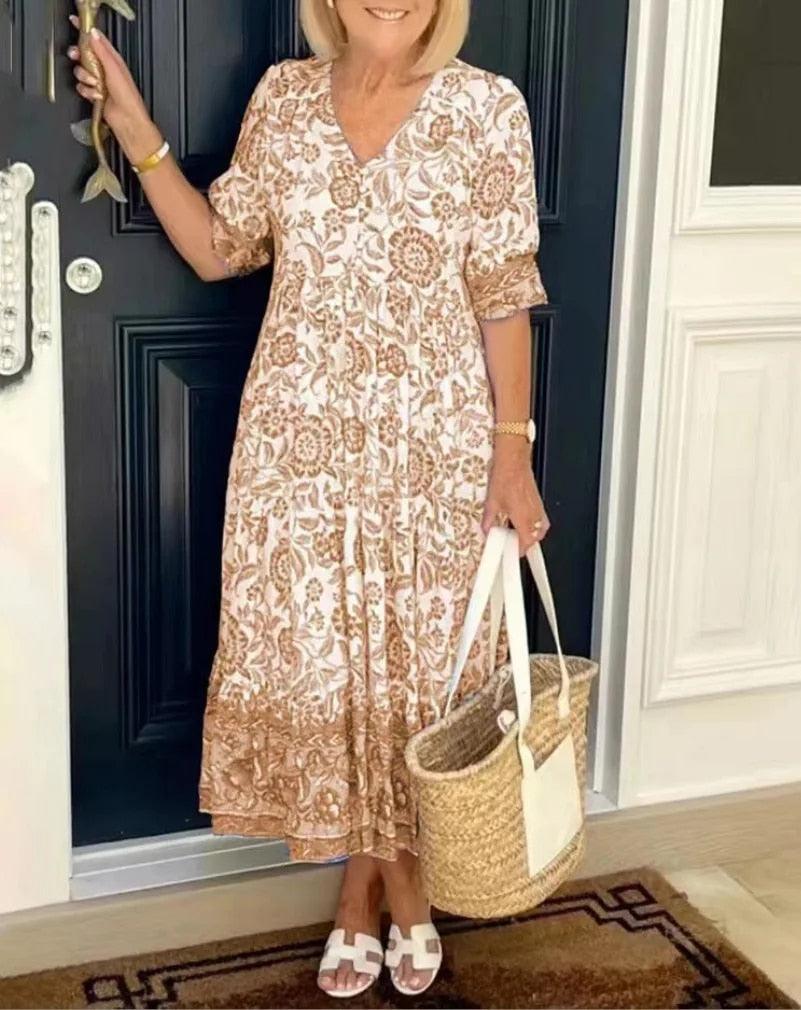 ARIA™ - Elegantes geblümtes Kleid mit V-Ausschnitt