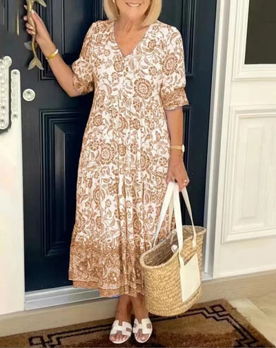 ARIA™ - Elegantes geblümtes Kleid mit V-Ausschnitt