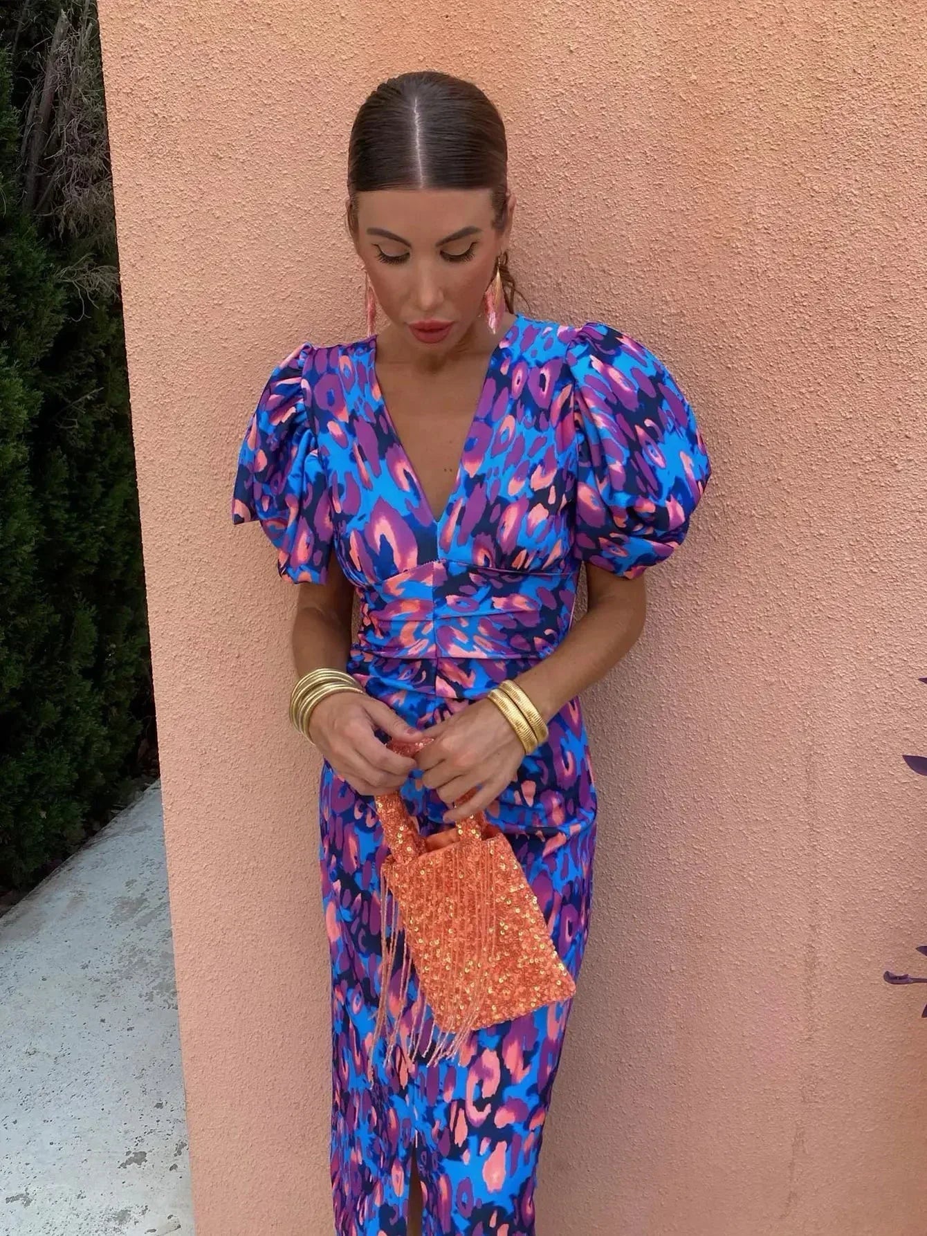 Loren - Lebendiges Kleid mit Puffärmeln