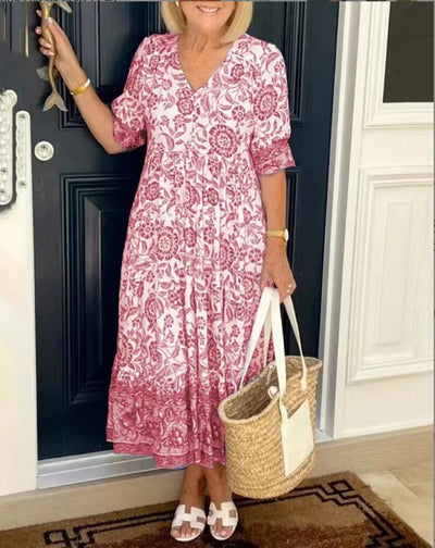 ARIA™ - Elegantes geblümtes Kleid mit V-Ausschnitt