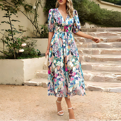 Jenny - Mittellanges Kleid mit V-Ausschnitt