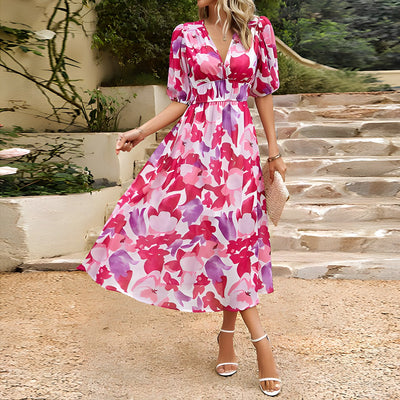 Jenny - Mittellanges Kleid mit V-Ausschnitt