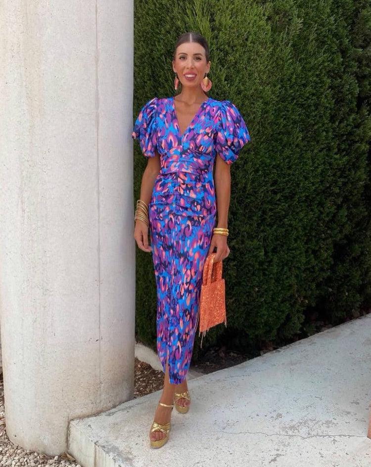 Loren - Lebendiges Kleid mit Puffärmeln