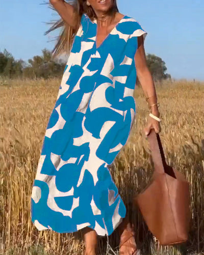 Stephanie - Bedrucktes Kleid mit V-Ausschnitt